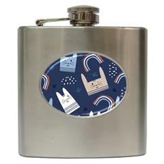 Colorful-cute-cats-seamless-pattern Hip Flask (6 Oz)