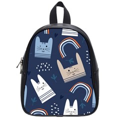 Colorful-cute-cats-seamless-pattern School Bag (small)