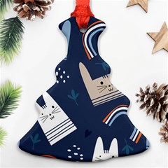 Colorful-cute-cats-seamless-pattern Christmas Tree Ornament (two Sides)