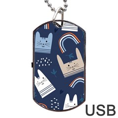 Colorful-cute-cats-seamless-pattern Dog Tag Usb Flash (one Side)