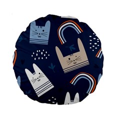 Colorful-cute-cats-seamless-pattern Standard 15  Premium Round Cushions