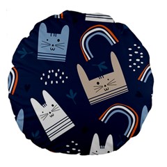 Colorful-cute-cats-seamless-pattern Large 18  Premium Round Cushions