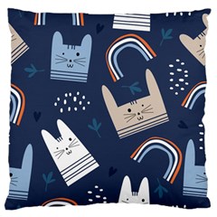 Colorful-cute-cats-seamless-pattern Large Flano Cushion Case (one Side)