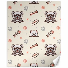 Pug-dog-cat-with-bone-fish-bones-paw-prints-ball-seamless-pattern-vector-background Canvas 16  X 20 