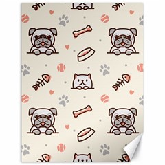 Pug-dog-cat-with-bone-fish-bones-paw-prints-ball-seamless-pattern-vector-background Canvas 18  X 24 