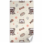 Pug-dog-cat-with-bone-fish-bones-paw-prints-ball-seamless-pattern-vector-background Canvas 40  x 72  39.28 x69.23  Canvas - 1