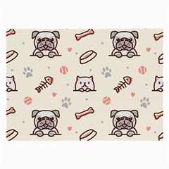 Pug-dog-cat-with-bone-fish-bones-paw-prints-ball-seamless-pattern-vector-background Large Glasses Cloth (2 Sides) by Jancukart