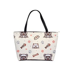 Pug-dog-cat-with-bone-fish-bones-paw-prints-ball-seamless-pattern-vector-background Classic Shoulder Handbag by Jancukart