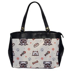 Pug-dog-cat-with-bone-fish-bones-paw-prints-ball-seamless-pattern-vector-background Oversize Office Handbag by Jancukart