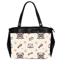 Pug-dog-cat-with-bone-fish-bones-paw-prints-ball-seamless-pattern-vector-background Oversize Office Handbag (2 Sides)