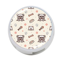 Pug-dog-cat-with-bone-fish-bones-paw-prints-ball-seamless-pattern-vector-background 4-port Usb Hub (one Side) by Jancukart