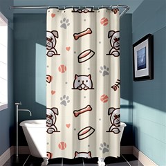 Pug-dog-cat-with-bone-fish-bones-paw-prints-ball-seamless-pattern-vector-background Shower Curtain 36  X 72  (stall) 