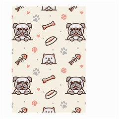 Pug-dog-cat-with-bone-fish-bones-paw-prints-ball-seamless-pattern-vector-background Small Garden Flag (two Sides)