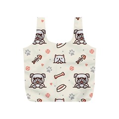 Pug-dog-cat-with-bone-fish-bones-paw-prints-ball-seamless-pattern-vector-background Full Print Recycle Bag (s)