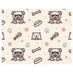 Pug-dog-cat-with-bone-fish-bones-paw-prints-ball-seamless-pattern-vector-background Double Sided Flano Blanket (Medium)  60 x50  Blanket Front