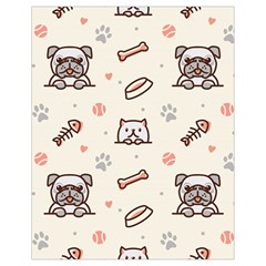 Pug-dog-cat-with-bone-fish-bones-paw-prints-ball-seamless-pattern-vector-background Drawstring Bag (small) by Jancukart