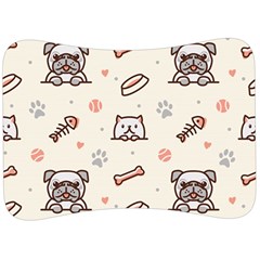 Pug-dog-cat-with-bone-fish-bones-paw-prints-ball-seamless-pattern-vector-background Velour Seat Head Rest Cushion