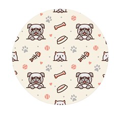 Pug-dog-cat-with-bone-fish-bones-paw-prints-ball-seamless-pattern-vector-background Mini Round Pill Box (pack Of 3) by Jancukart