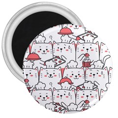 Cute-cat-chef-cooking-seamless-pattern-cartoon 3  Magnets