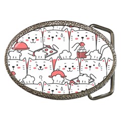 Cute-cat-chef-cooking-seamless-pattern-cartoon Belt Buckles