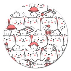 Cute-cat-chef-cooking-seamless-pattern-cartoon Magnet 5  (round)