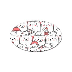 Cute-cat-chef-cooking-seamless-pattern-cartoon Sticker Oval (10 Pack) by Jancukart