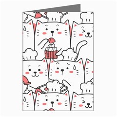 Cute-cat-chef-cooking-seamless-pattern-cartoon Greeting Cards (pkg Of 8)