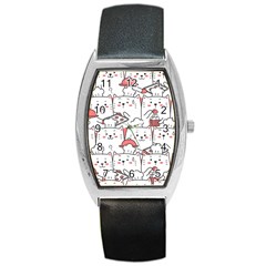 Cute-cat-chef-cooking-seamless-pattern-cartoon Barrel Style Metal Watch by Jancukart