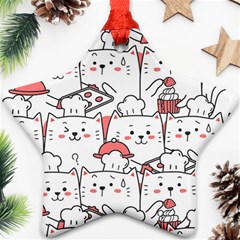 Cute-cat-chef-cooking-seamless-pattern-cartoon Star Ornament (two Sides)