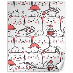 Cute-cat-chef-cooking-seamless-pattern-cartoon Canvas 16  X 20  by Jancukart