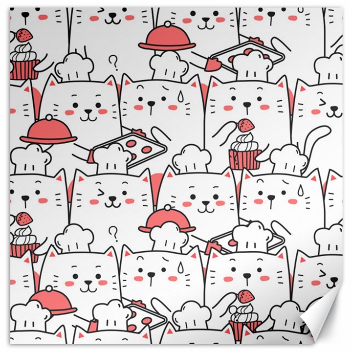 Cute-cat-chef-cooking-seamless-pattern-cartoon Canvas 20  x 20 