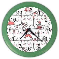 Cute-cat-chef-cooking-seamless-pattern-cartoon Color Wall Clock