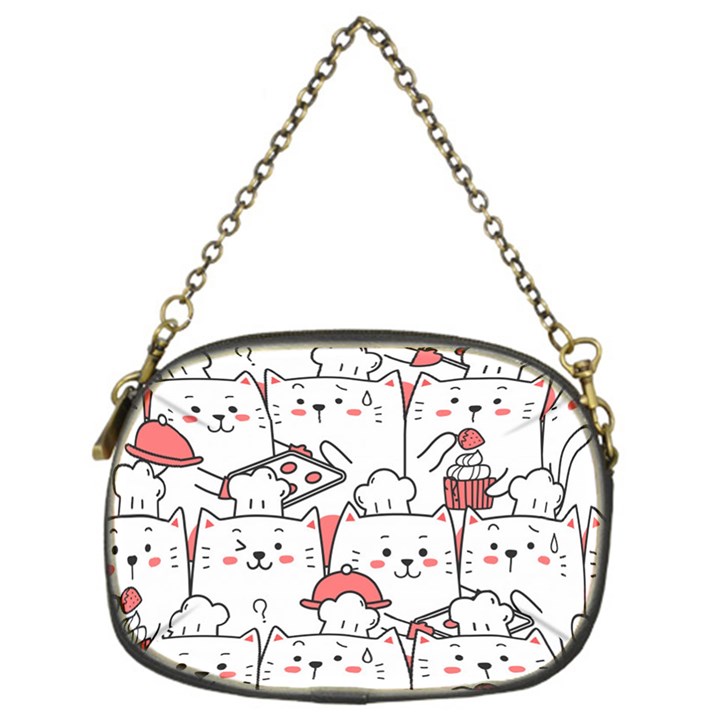 Cute-cat-chef-cooking-seamless-pattern-cartoon Chain Purse (One Side)