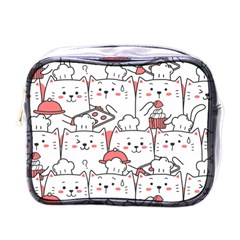 Cute-cat-chef-cooking-seamless-pattern-cartoon Mini Toiletries Bag (one Side)