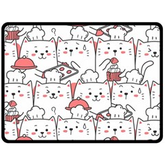 Cute-cat-chef-cooking-seamless-pattern-cartoon Fleece Blanket (large) 