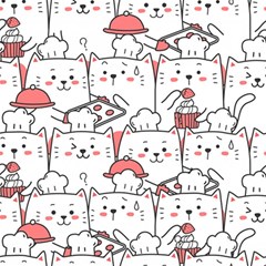 Cute-cat-chef-cooking-seamless-pattern-cartoon Play Mat (square)