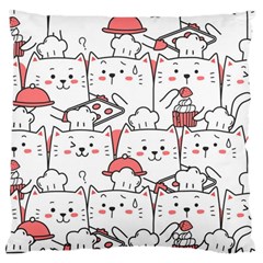 Cute-cat-chef-cooking-seamless-pattern-cartoon Large Cushion Case (two Sides)