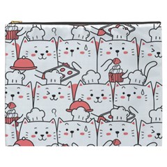 Cute-cat-chef-cooking-seamless-pattern-cartoon Cosmetic Bag (xxxl) by Jancukart