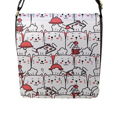 Cute-cat-chef-cooking-seamless-pattern-cartoon Flap Closure Messenger Bag (l) by Jancukart