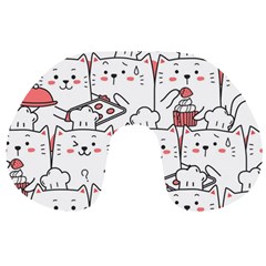 Cute-cat-chef-cooking-seamless-pattern-cartoon Travel Neck Pillow by Jancukart