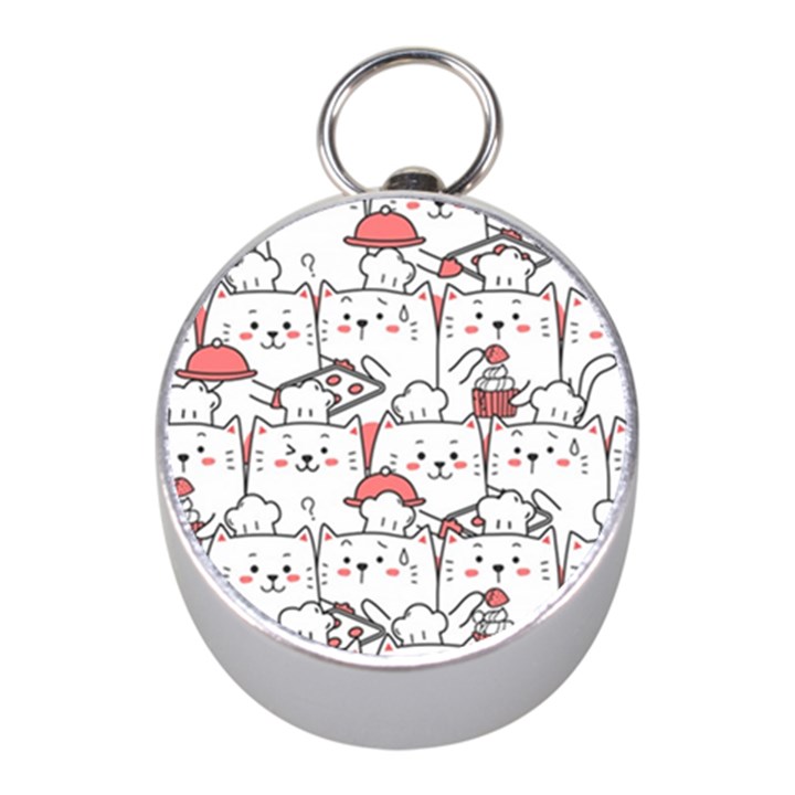 Cute-cat-chef-cooking-seamless-pattern-cartoon Mini Silver Compasses