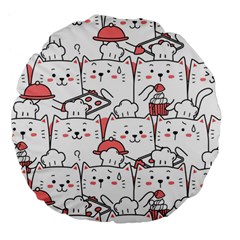 Cute-cat-chef-cooking-seamless-pattern-cartoon Large 18  Premium Flano Round Cushions by Jancukart