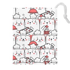 Cute-cat-chef-cooking-seamless-pattern-cartoon Drawstring Pouch (4xl) by Jancukart