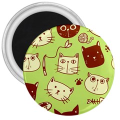 Cute-hand-drawn-cat-seamless-pattern 3  Magnets by Jancukart