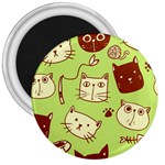 Cute-hand-drawn-cat-seamless-pattern 3  Magnets Front