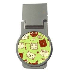 Cute-hand-drawn-cat-seamless-pattern Money Clips (round) 