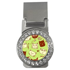 Cute-hand-drawn-cat-seamless-pattern Money Clips (cz) 