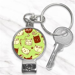 Cute-hand-drawn-cat-seamless-pattern Nail Clippers Key Chain