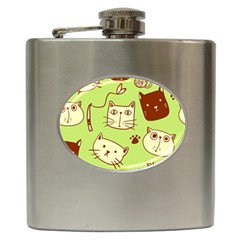 Cute-hand-drawn-cat-seamless-pattern Hip Flask (6 Oz)