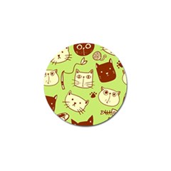 Cute-hand-drawn-cat-seamless-pattern Golf Ball Marker by Jancukart